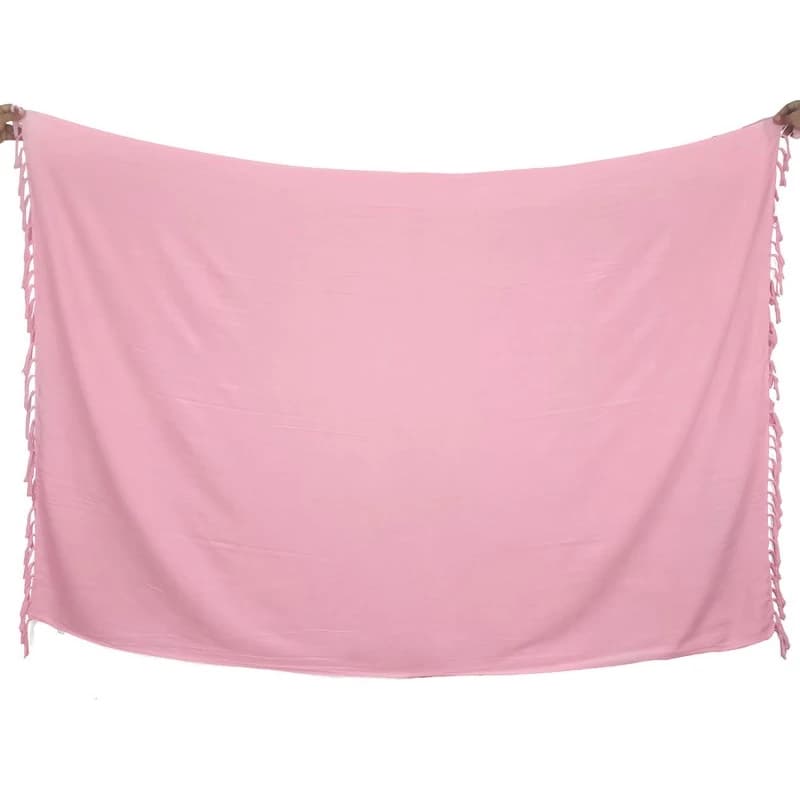 Pink Plain Bali Beach Sarong - Tassel Edge