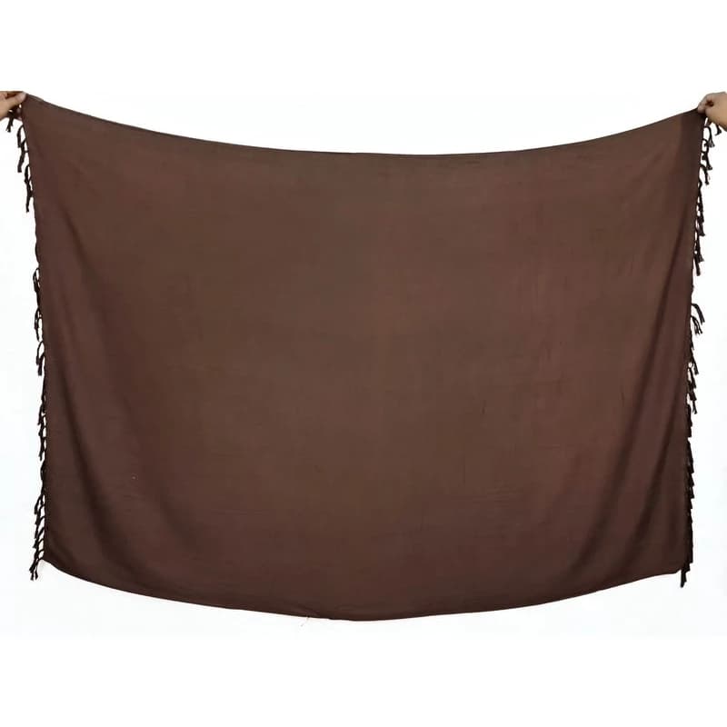 Brown Plain Bali Beach Sarong - Tassel Edge