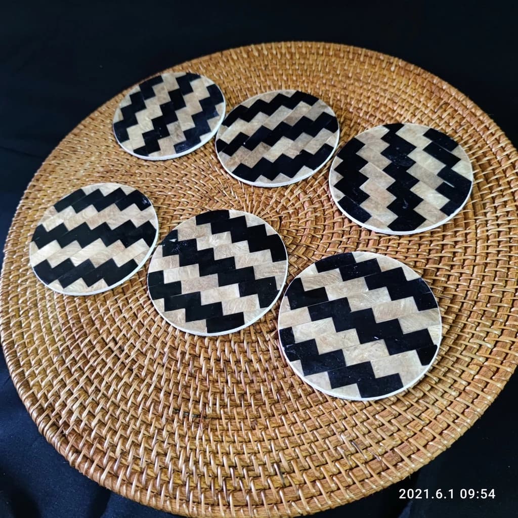 Sea Shell Glass Coaster Round (6pc)